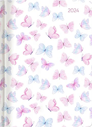 Ladytimer Grande Pastel Butterflies 2024 - Taschen-Kalender A5 (15x21 cm) - Schmetterlinge - Notiz-Buch - Weekly - 128 Seiten - Alpha Edition