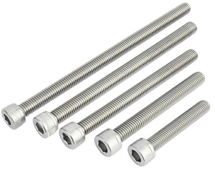 Viti a testa cilindrica M2 x 50 mm, con esagono incassato, filettatura allungata, filettatura extra lunga, filo extra lungo, in acciaio inox, 50 pezzi