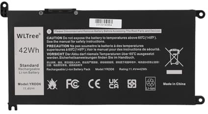 WLTree 42Wh YRDD6 Batteria per PC Dell Latitude 3310 2-in-1 Series Inspiron 3493 5480 5485 5590 7586 Series Vostro 3491 5481 5581 5490 5590 Series Ultrabook Notebook 1VX1H 01VX1H VM732 0YRDD6 Battery