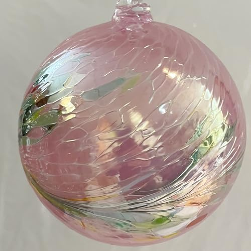 Oberstdorfer Glashütte Kugel zum hängen Glaskugel Ornament rosa bunt Fensterdekoration mundgeblasenes Kristallglas Durchmesser ca. 10 cm