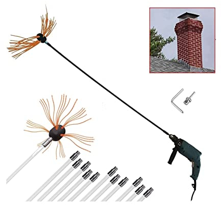 Kit Spazzacamino Stufa A Pellet Kit Di Spazzola Per Camino Girevole Aste Flessibili In Nylon, Kit Spazzacamino Per Canne Fumarie Uso Domestico, Utensili Spazzola Pulizia Camino ( Color : Orange , Size