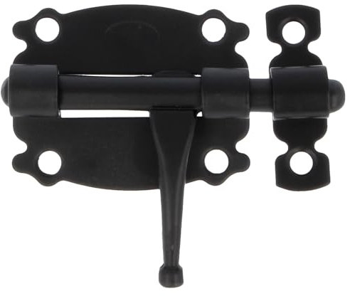 Amig - Pasador de Sobreponer para Puertas y Muebles Mod. 484 - Pestillo de Seguridad para Cierre Horizontal - Material Acero con Eje de Zamak - 50 mm - Estilo Rústico - Negro