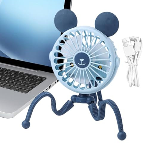Ventilador portátil para cochecito | Ventilador de manillar de carrito eléctrico de pulpo - Ventilador portátil de mano eléctrico personal con clip de trípode silencioso para carrito de cuna