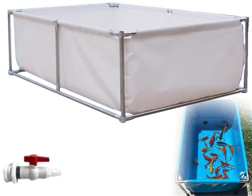 Pounjsd Estanque De Peces De Lona De PVC con Estructura De Acero,Piscina Plegable Rectangular Estanques sobre el Suelo, Small Frame Piscina Desmontable para Turtle Koi/Goldfish