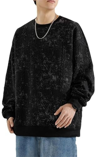 Seiizaa Sudadera de otoño e Invierno para Hombre, Informal, Holgada, de Manga Larga, Camisa-Black-M