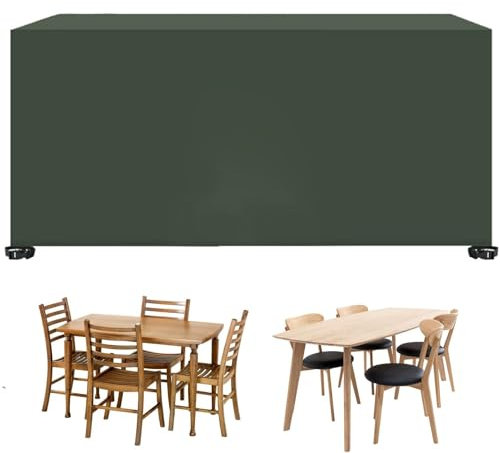 Bâche de Protection, Housse de Table de Jardin 100 x 180 x 100 cm Imperméable Résistant à La Vent Pluie UV Déchirure, Housse Table Jardin Bâche Salon de Jardin, pour Canapé,Chaise,Tables, Vert