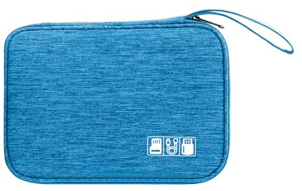 Tunejoy Bolsa de Cable de Viajes Estuche para Electrónicos Accesorios Portátil Bolsa Organizador Cables Impermeable para USB Disco Flash Cargador 24x16,5x1,8 cm Azul Cielo