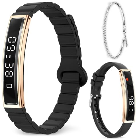 Efolen Reloj Inteligente Mujer Hombre, 16.5g Ultra-Ligero Actividad Pulsera, Monitor 24/7 de Actividad Sueño y Ritmo Cardíaco, 12 Deportes Pulsera de Actividad, Correa Magnética con para iOS Android