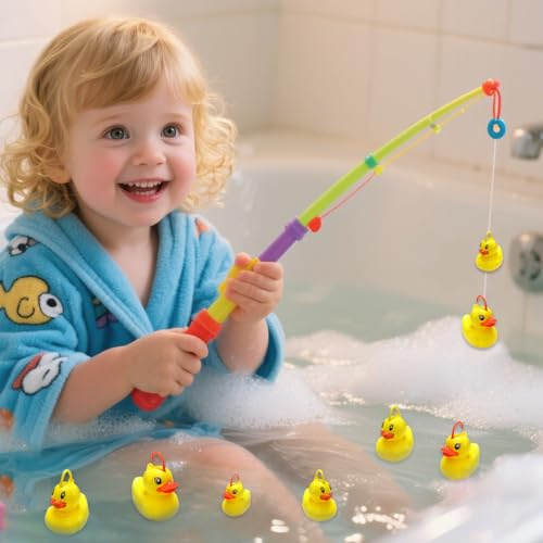 Enten Angeln - Angelspiel Badewanne - Badespielzeug Baby | Interaktives Enten Fangspiel Für Wasserspielzeug Für Schwimmbad See Badestrand Garten Teich