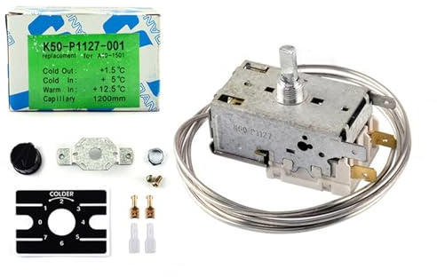 Kühlschrankthermostat Temperaturregler Modell K50, 220-250V 3-poliger Ersatz mit 90cm Sonde für Kühlschrank, Gefrierschrank, Getränkekühler und Vitrine Temperaturregulierung