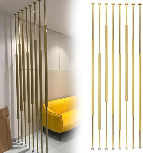 Poste Divisor Independiente de 5/8 Piezas, Separador de ambientes Dorado con pie Ajustable, Columna Decorativa para Sala de Estar/Entrada, tamaño Personalizable.(8pcs-B,280cm/110in/9.2ft)