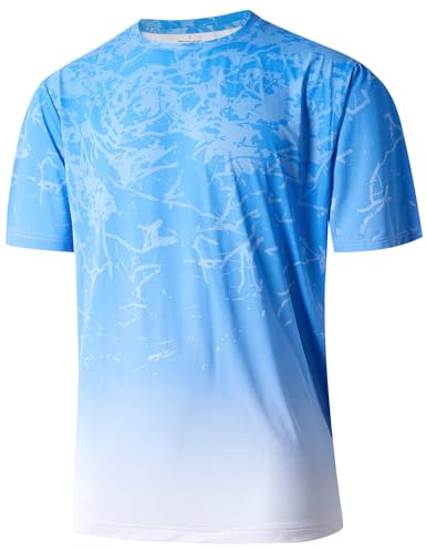 iCKER Men’s T-Shirts Gym T Shirts for Men Sports Quick Dry Running Tops Moisture Wicking Athletic Short Sleeve Breathable Workout T-Shirt,Blue TX005,L