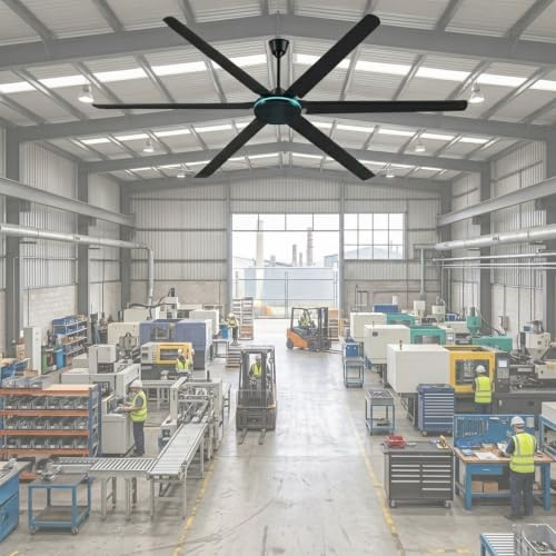 Ventilador De Techo, Diámetro 200 Cm, 165 W, 5 Velocidades De Ventilación, 6 Palas Metálicas, Ventilador De Techo Sin Luz, Para Habitaciones Con Una Superficie De 25 M² O Más