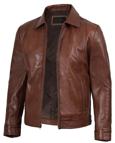 Decrum Brown Leather Jacket Men - Mens Leather Jacket For Adults | [1100372] Wick, S