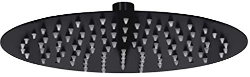 vidaXL Pomme de Douche Pluie Pulvérisateur Pommeau de Douche Tête de Douchette Accessoire de Salle de Bain Acier Inoxydable 25 cm Ronde Noir
