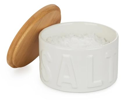 Balvi Bote para sal Salt Color blanco Salero con Tapa para Cocina XL Cerámica/bambú