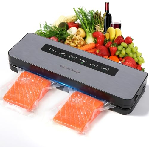 Diboniur Macchina Sottovuoto Alimenti, 5 in 1 Automatica Macchina Sottovuoto per Alimenti Secchi che Umidi, Sigillatrice Sottovuoto per Alimenti con 10 Sachetti Sottovuoto, Vuoto Esterno
