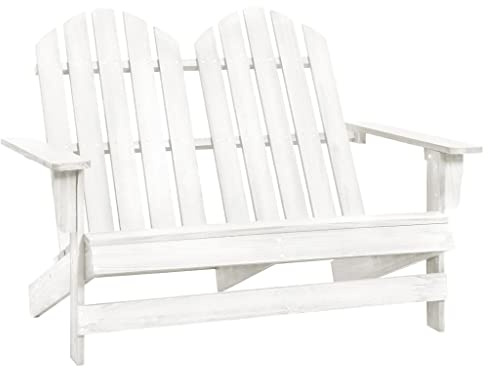 CKioict Stapelstuhl Balkonstuhl Terrassenstühle 2-Sitzer Adirondack-Gartenbank Massivholz Tanne WeißGeeignet für Balkone, Rasenflächen, Gärten