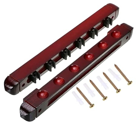 Billard-Queue-Rack zur Wandmontage, Hartholz, 6 Stück, mit Clip, für Pool-Queue und Billard