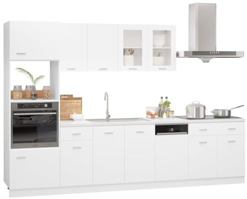 HETFTJN Mobili Cucina Mobile Cucina Dispensa Mobile per Cucina Credenza Cucina - Set Armadi da Cucina 7 pz Bianco in Truciolato per Ufficio Soggiorno Esterno Camera Da Letto
