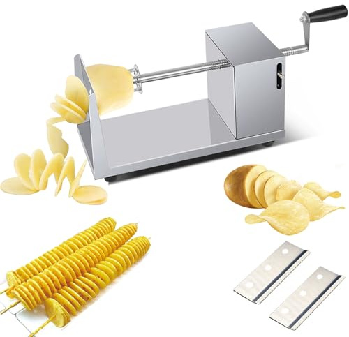 Yixinly Spiralschneider Kartoffel, Kartoffelschneider Spirale Edelstahl Kartoffel Spiralschneider Geeignet für KartoffelnObst, Tornado Chips, Gurken oder Karotten - inkl. Ersatzklinge
