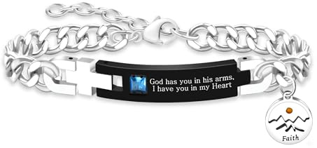 Oneress Pulsera Bendecida con Escritura – Joyería de Semilla de Mostaza para Mujer – Grabado « Dios te tiene en sus brazos, yo te llevo en mi corazón » – Fuerza y Perseverancia Y4354