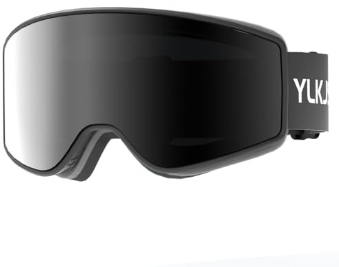 YLKJSWIM Kids Ski Goggles, Double-Layered Lenses Anti-Fog & Scratch Snow Goggles 100% UV Protection Snowboard Goggles for Boys & Girls, Snowmobile, Skydiving, Dog Sledding(Black&Sliver)