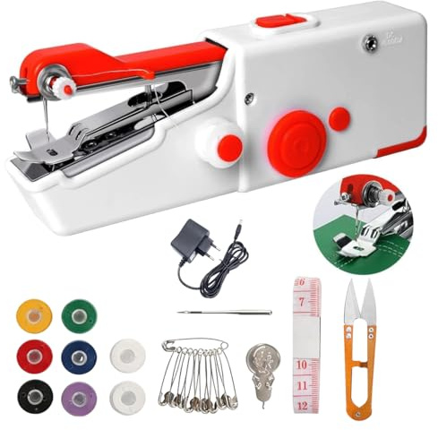 YIPFEN 1 pezzo Macchina da Cucire Portatile Mini, Elettrica Con Accessori e Caricatore, Per Principianti Adulti, Punto Veloce, Adatto per Tessuti, Vestiti, Fai Da Te, Cucito (Batteria non inclusa)