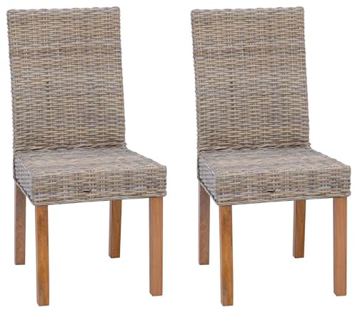 vidaXL Dining Chair 2 pcs Kubu Grey 45 x 54 x 93 cm, Living Room, Modern, Durable Furniture Ideas for a Chic, Functional Space, Featuring Comfortable Seating and Stylish Decor