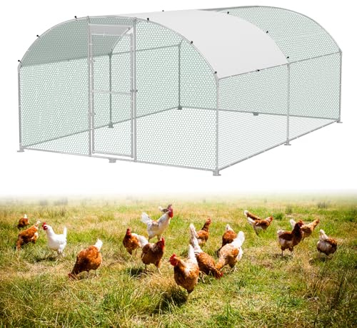 ACXIN Hühnergehege 3x4x2 m Outdoor, Begehbares Freilaufgehege aus Verzinktem Stahl, Hühnerstall mit Drahtgitter, Schloss und Wetterfestem Schutz für Hühner, Enten und Kleintiere Geeignet