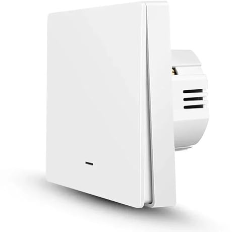 FSMUCFY WLAN Lichtschalter, Smart WiFi Wandschalter, mit/ohne Neutralleiter，Kompatibel mit Alexa & Google Home, Smart Life App, Zeitschaltuhr, Fernbedienung, für Altbau & Neubau (Tuya 1Gang-Weiß)