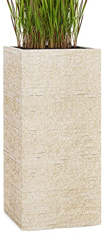 Pflanzwerk® Pot de Fleur Fibre de Verre Tower Antique Sable 50x23x23cm *Jardinière antigel* *Protection UV* *Qualité européenne*