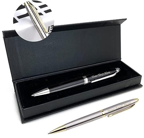 Personalised Pen with Name Engraving Pen for Men Women Teacher Stainless Steel Ballpoint Pen Personalised gifts for Birthday Fathers Day Gradution Christmas Thank you Gifts in Gift Box(Black)
