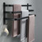 Ruhetfam 60CM Black Aluminum Alloy Towel Holder, Three-rod Towel Rails, Wall Mounted or Self Adhesive, Bathroom Kitchen Towel Rail