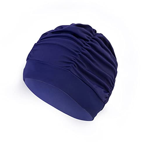 Women Pleated Swimming Cap Ladies Swimming Hat Long Hair Swim Cap Super Elastic Bathing Caps Comfortable Turban Hat Beach Surfing Ears Protection Caps for Long Hair Short Hair Curly Hair