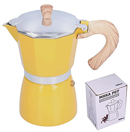 LIZEALUCKY 300ML Stovetop Espresso Maker, Espresso Cup Moka Pot Italian Coffee Maker, Manual Cuban Coffee Percolator Machine(Yellow)