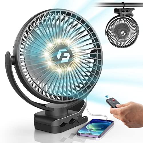 Korbot 8-inch Clip on Fan - 12000mAh Portable Fan Battery Rechargeable with 3 Speeds and Strong Airflow, USB Fan Small Desk Fan Personal Quiet Fan for Office, Stroller, Bedroom, Camping, Gifts for Men