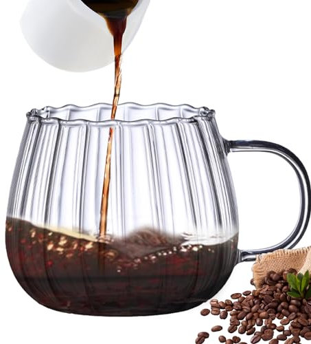 Tasses en Verre Tasses à thé, 400 ML Verre Transparent antidérapant Tasses à Citrouille - Nouvelles Tasses à café pour Le Lait de soja, l'eau de soja, Le café Chaud, Le thé au Lait, Le Lait en