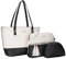 molshine Handtasche Damen Shoppe aus veganem Leder, Umhängetasche Henkeltasche 3-teiliges Set Umhängetaschen für Damen bei ReisenHB028（Weiß）