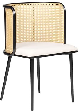 Beliani Stühle 2er Set schwarz/beige aus Metall Wiener Geflecht Retro Design Kobuk