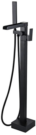 XJTNLB Rubinetto Vasca Freestanding Nero Rubinetto a Cascata per Vasca Miscelatore Doccia con Deviatore e Doccetta