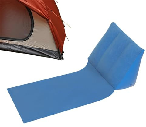 Almohadilla inflable triangular para playa, cojín de respaldo de tela flocada, forma de cuña para tumbona, cojín de playa para baño de sol, cojín de playa para viajes, camping portátil