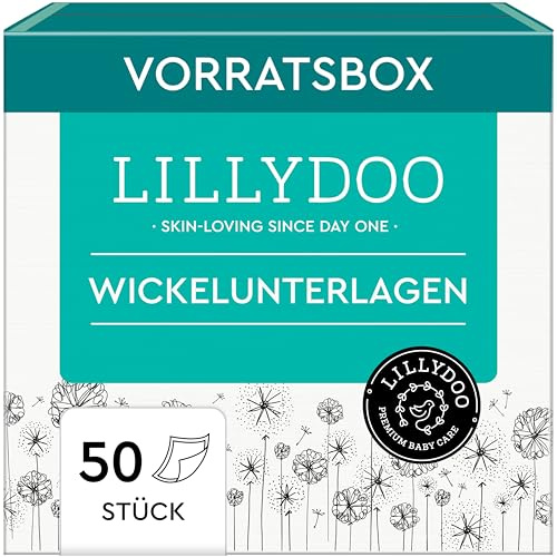 Cambiadores desechables LILLYDOO, delicados con la piel, 60x60 cm, 50 unidades (5x10 unidades), suaves, sin perfumes ni lociones, para pieles sensibles, dermatológicamente testados