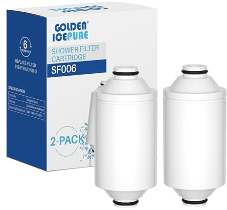 GOLDEN ICEPURE Lot de 2 cartouches filtrantes de douche – Conditionneur d'eau de qualité supérieure compatible avec les systèmes Philips AWP175 (AWP1775WH / AWP1775CH)