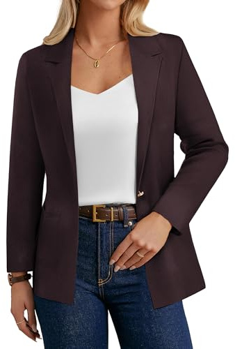 GRACE KARIN Brown Blazers for Women 2026, Casual Long Sleeve Sweater Blazer, Open Front Work Office Suit Jackets