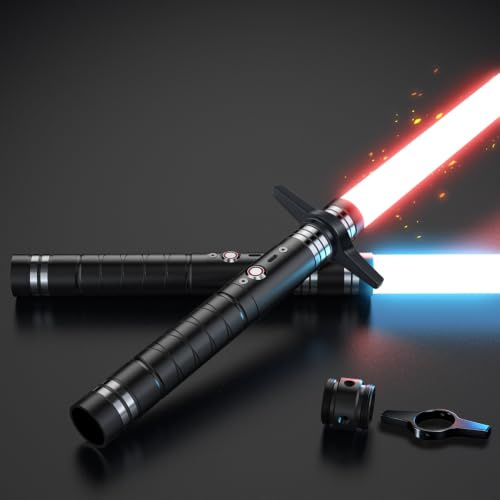 Ljussvärd barn, RGB 24 färger duell ljussabel, 2 i 1 ljussabel med 4 lägen och ljud, USB-C uppladdningsbar ljussabel, FX lasersvärd för barnfest, gåva, cosplay (100 cm 2 st)