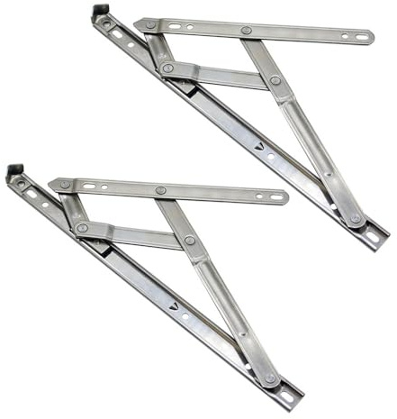 Pair of Window Hinges, 14 inch Stainless Steel Window Stays, 15mm Stack Height, Universal Window Friction Stay Hinges for Home Office School (Top Hung)