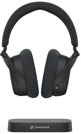 Sennheiser RS 255 TV Headphones - Bluetooth Headphones and Transmitter Bundle - Low Latency Wireless Headphones with Virtual Surround Sound, Speech Clarity and Auracast Technology - 50 h Battery