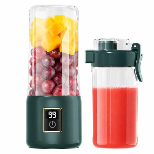 Shengxi Batidora Portatil 500ML, Mini Licuadora Recargable USB para Batidos Smoothies, Mini Batidora con 12 Cuchillas, Licuadora Portatil para Gimnasio Oficina y Viajes