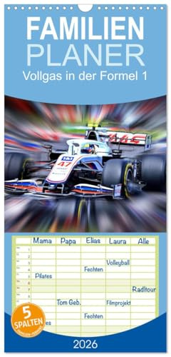 Familienplaner 2026 - Vollgas in der Formel 1 mit 5 Spalten (Wandkalender, 21 cm x 45 cm), CALVENDO: Digital Arts und Formel 1 (CALVENDO Sport)